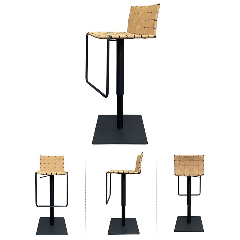 Industrial Leather Bar Stool Backrest Adjustable Counter Stool for Living Room