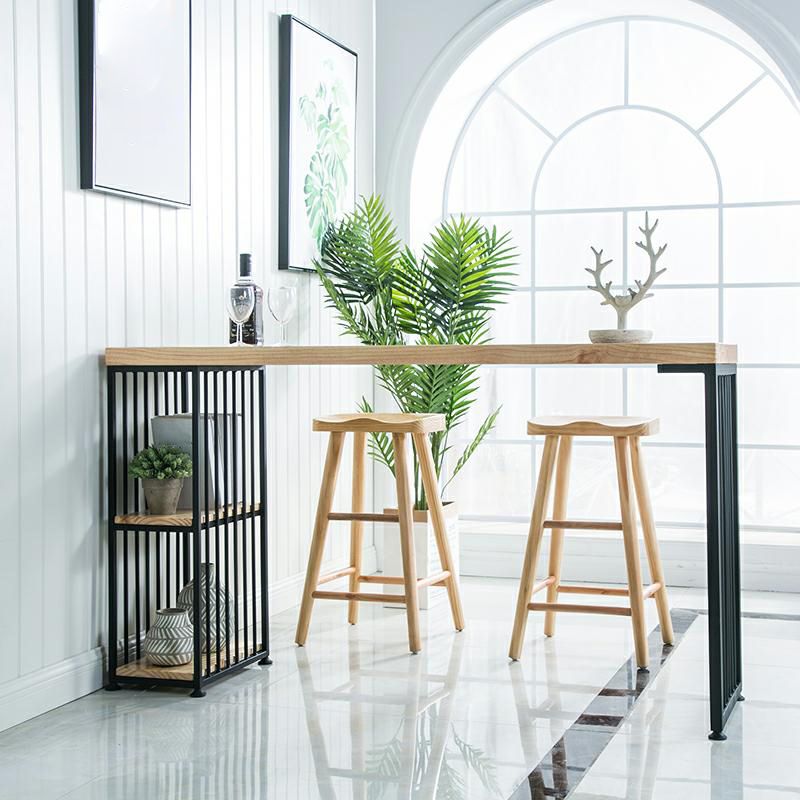 Glam 1/3 Pieces Bar Table Set Rectangle Wood Counter Table with Stools for Dining Room