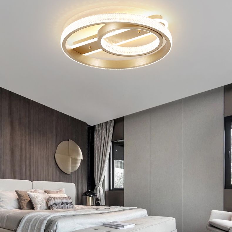 LED Flush Mounted Ceiling Lights with Acrylic Shade Gold Simplicity Lighting Fixture