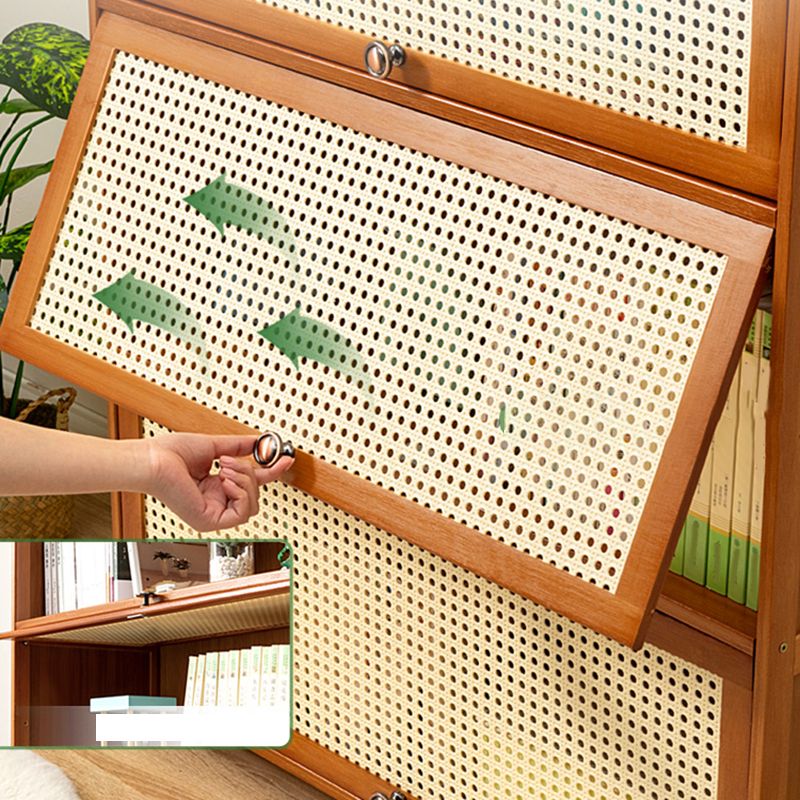 Contemporary Simple Rectangular Bamboo Cabinet with Doors in Brone