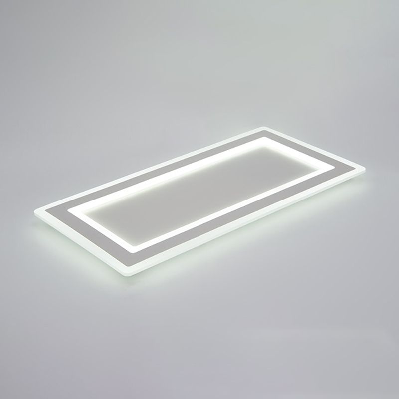 Weiße, rechteckige LED-Einbauleuchte in moderner Schlichtheit, schmiedeeiserne Deckenleuchte mit Acrylschirm