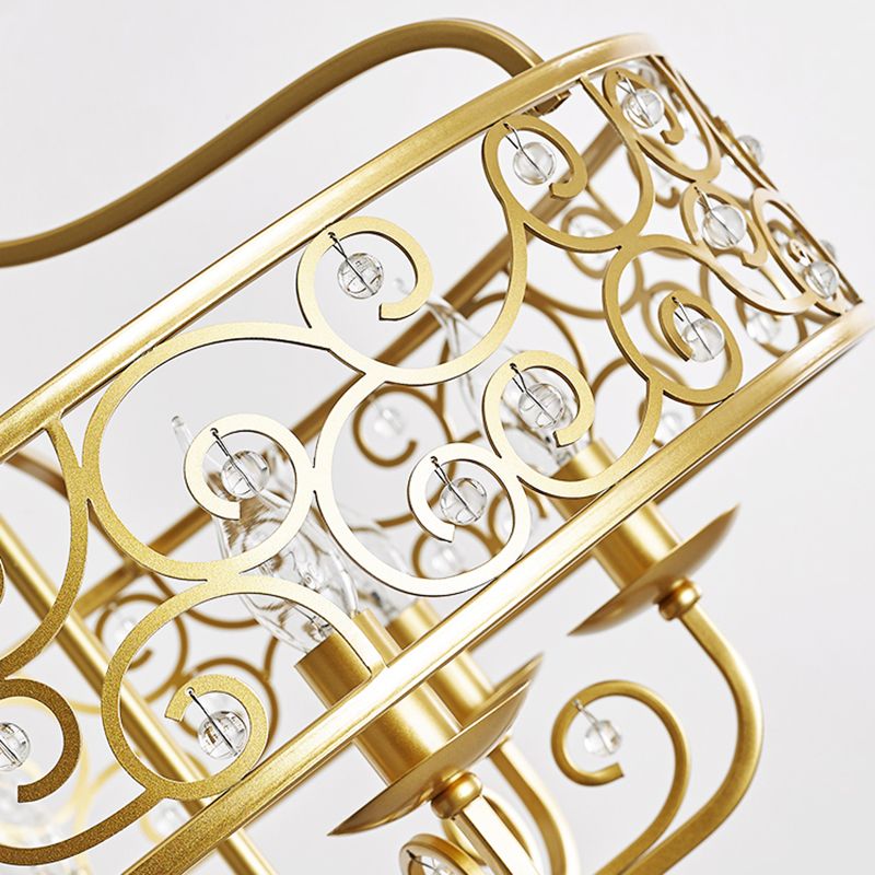 Lámpara de lámpara de candelabra dorada metal posmoderno 6 cabezas lámpara colgante