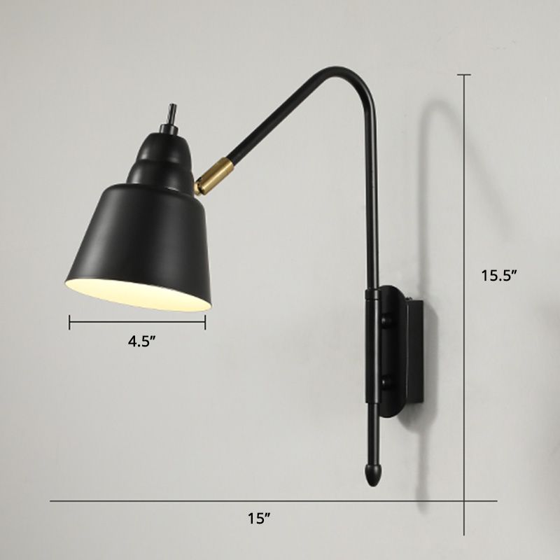 Swivel Shade Wall Mount Light Minimalist Metal 1 Bulb Bedside Reading Lamp with V-Shaped Arm
