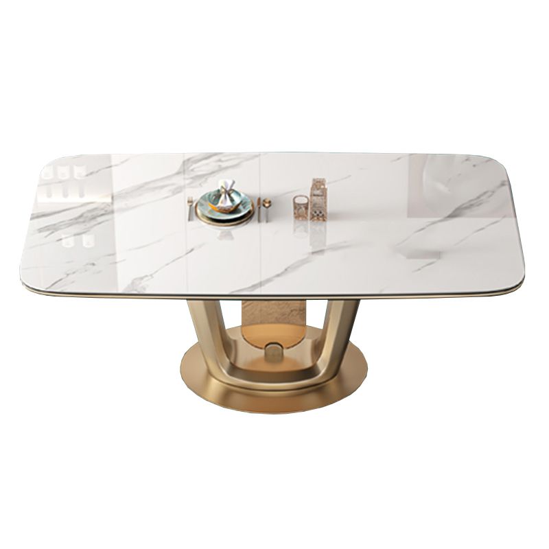 Glossy White Stone Dining Table Set for Home 1/5 Pieces Modern Dinette Set