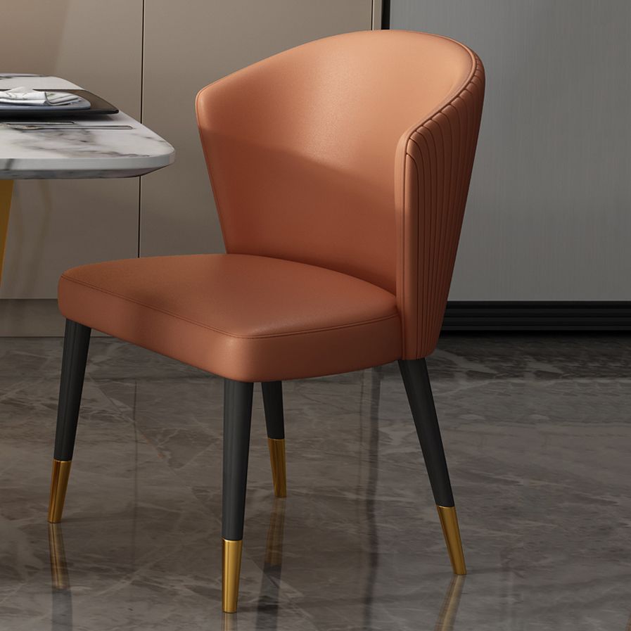 Silla lateral de cuero contemporánea para sala de estar Silla de comedor Wingback