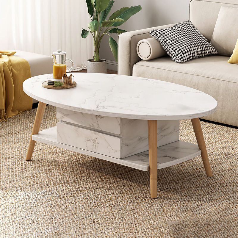 Contemporary Wooden Single Coffee Table 4 Legs Cocktail Table