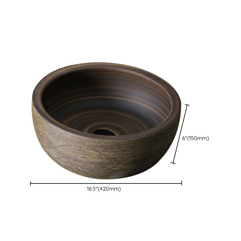 Traditional Bathroom Sink Porcelain Oval-Shape Vessel Lavatory Sink with Pop-Up Drain