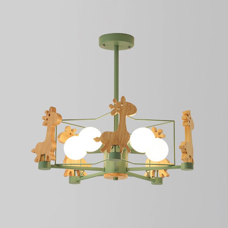 Moderne macaron -stijl tak hangend licht houten multi -kop kroonluchter voor woonkamer