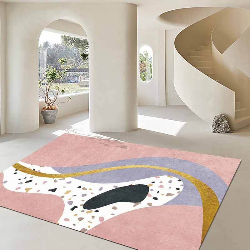 Artistic Indoor Carpet Contrast Panel Modern Rug Polyester Washable Carpet with Non-Slip Backing