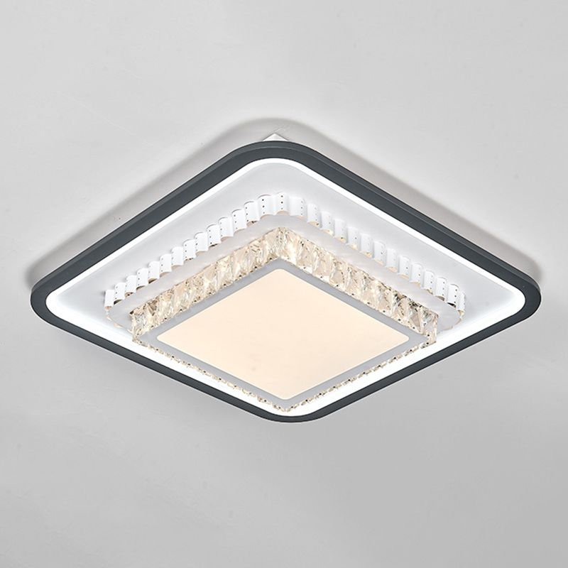 3-Tier Crystal Flush Mount Light Fixture Minimalist Black Flush Mount LED Light for Bedroom