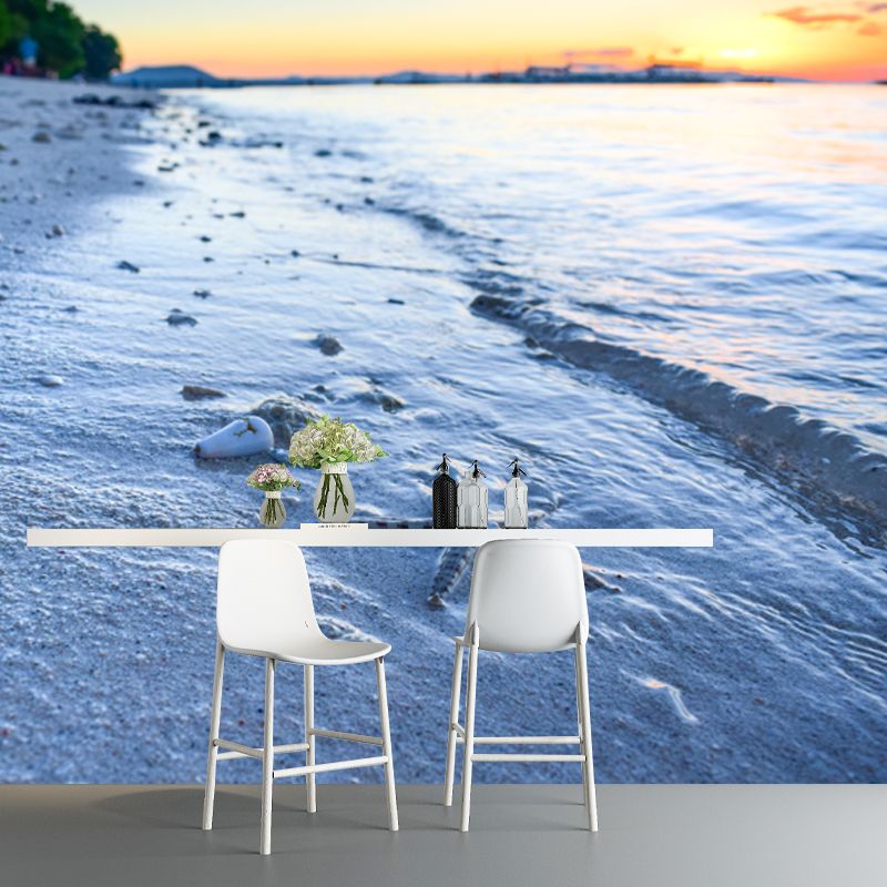 Blue Sea Wall Mural Moisture Resistant Wall Decoration for Bedroom Living Room