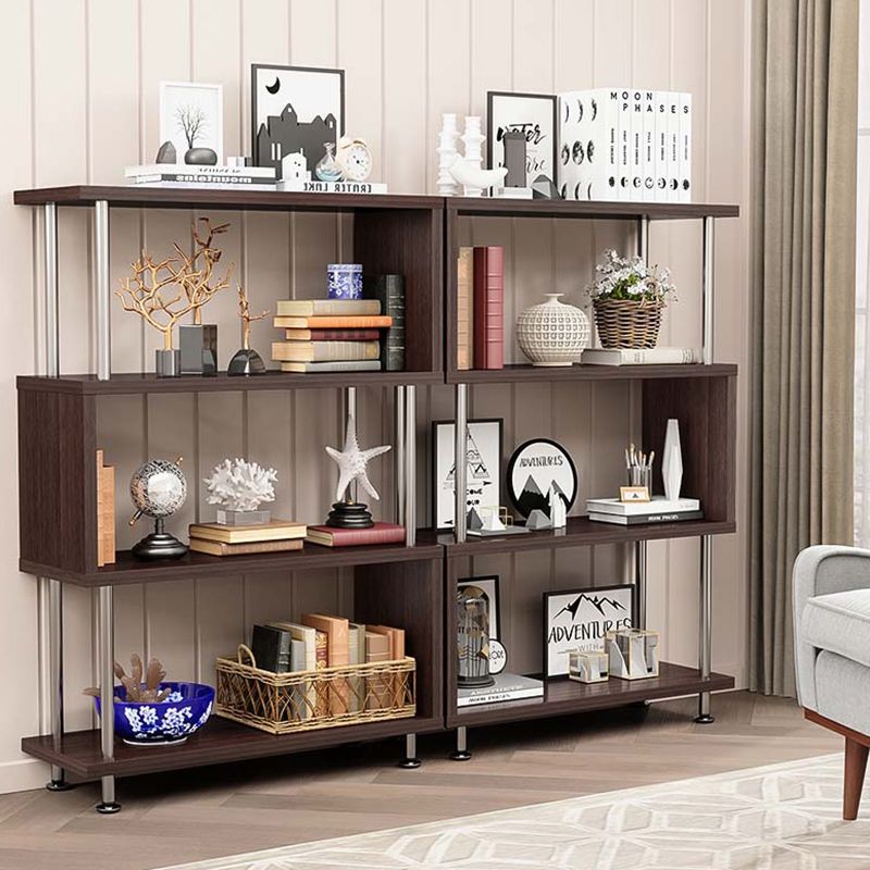 11.81" Wide Engineered Wood Geometric Bookcase Contemporary Metal and Wood Bookcase