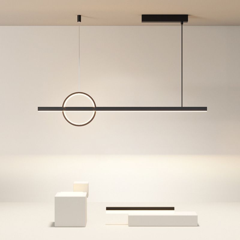 2-Light Modernism Black Island Lighting LED Metal Ceiling Light for Kitchen