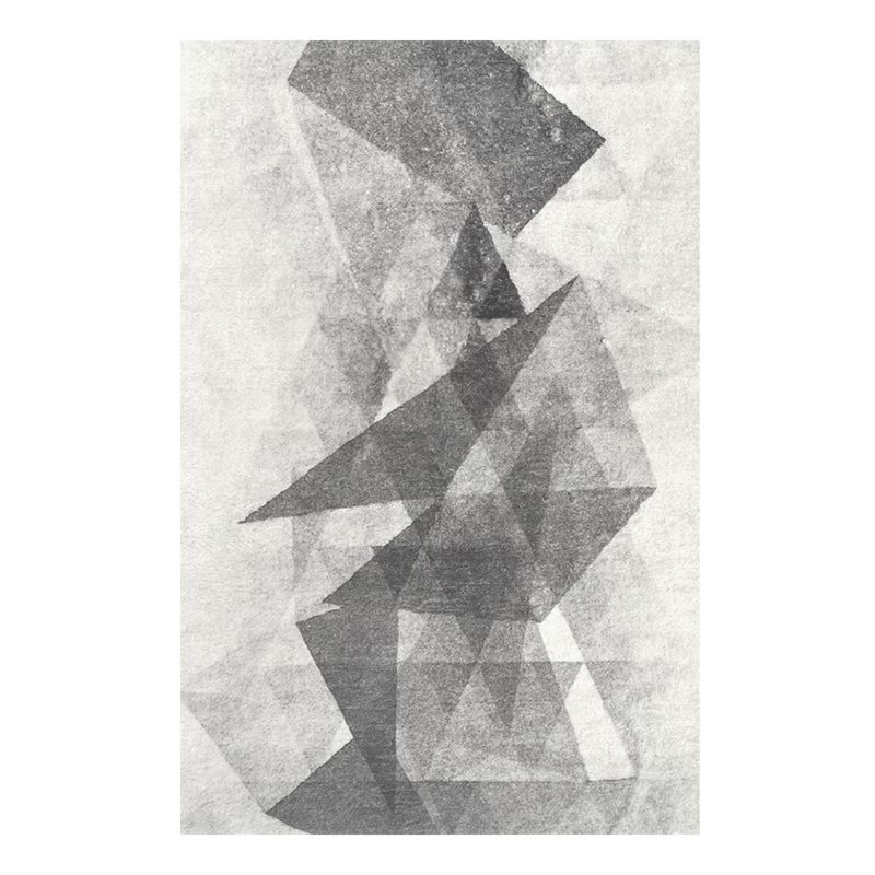 Modern Geometric Soft Rug Rectangle Gray Tone Loom Rug for Bedroom