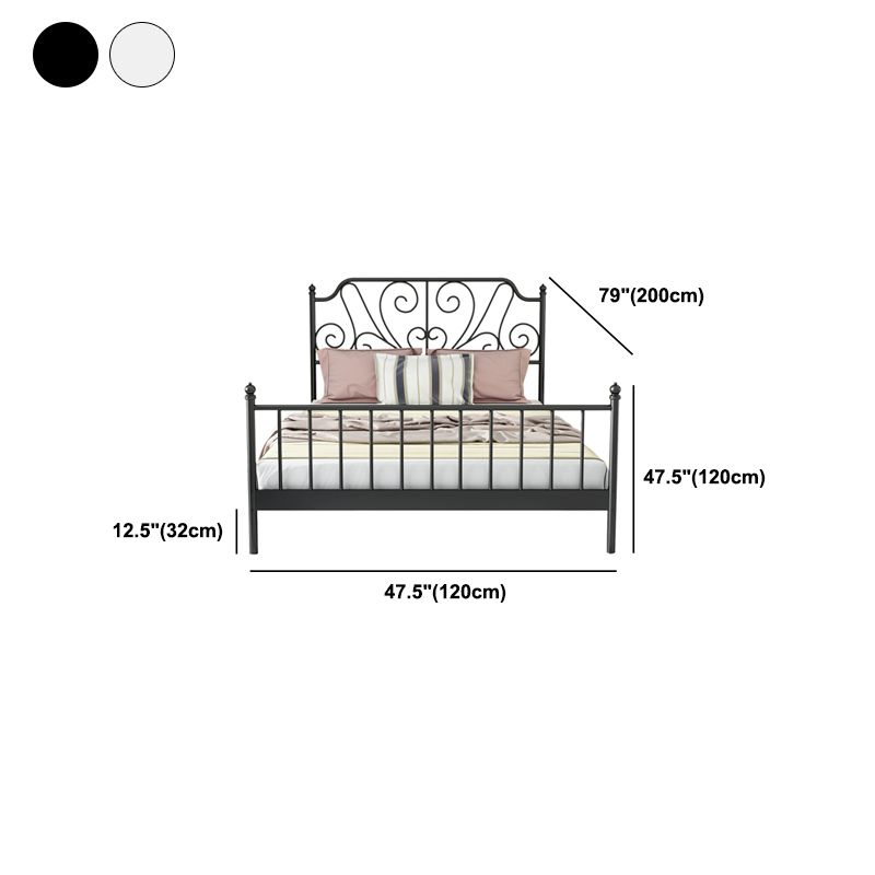 Modern Style Metal Bed Including Headboard Open-Frame Bed in Black/White