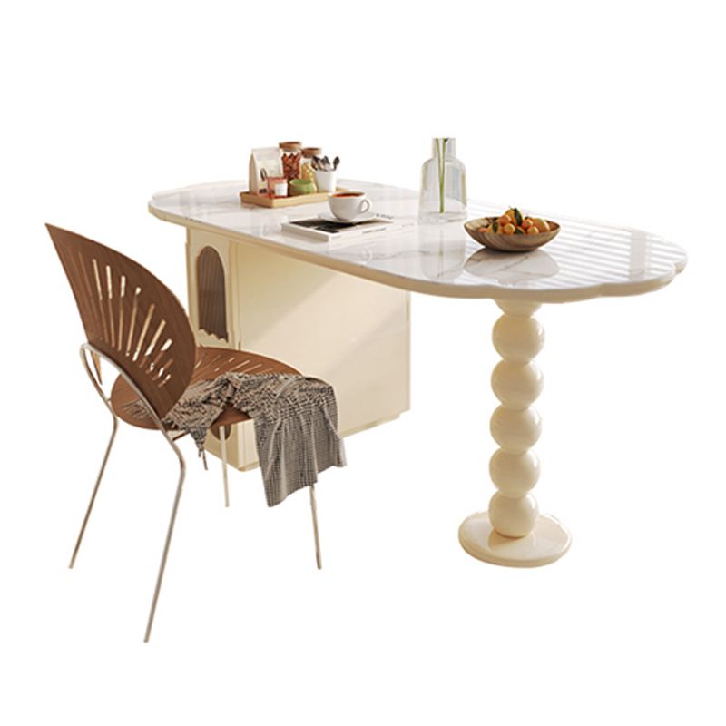 Modern Free Form Dining Table for Kitchen White Dinette Table with Storage