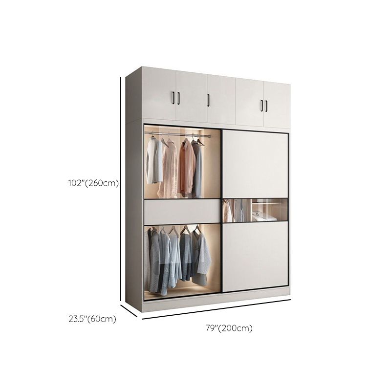 White Colour Wooden Wardrobe Cloth Rod Included Wardrobe Closet with Sliding Doors