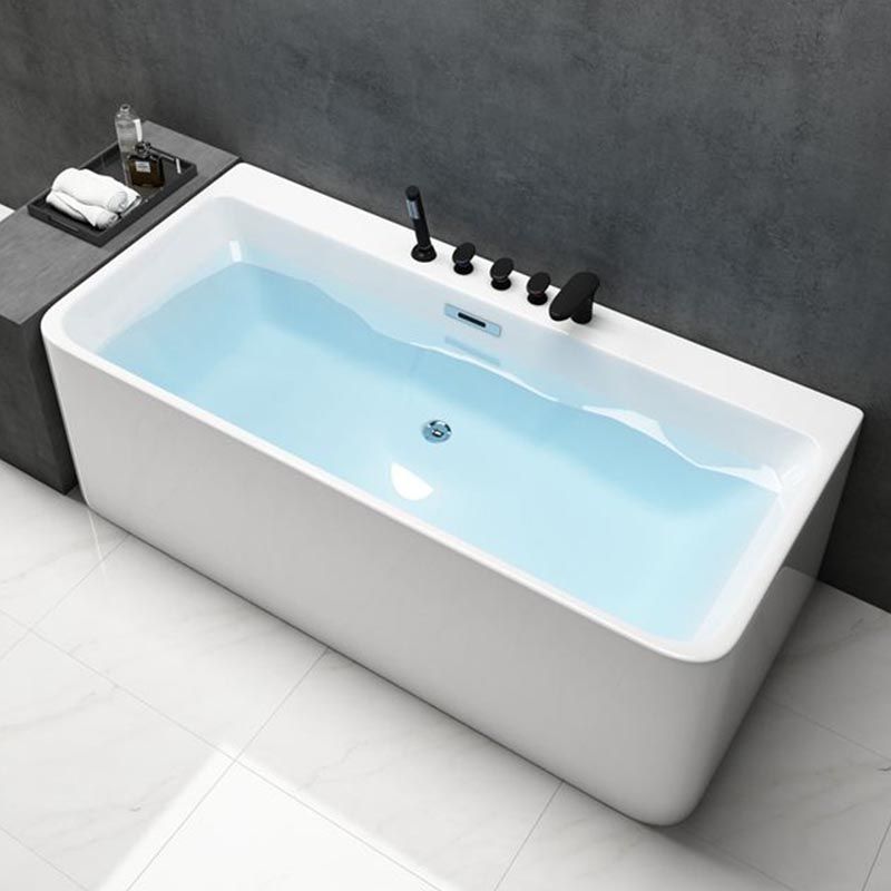 Modern Rectangular Bath Tub with Drain and Overflow Trim Bathtub