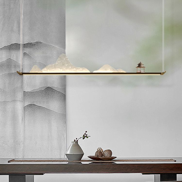 La lampe de lustre en métal moderne pendante île LED linéaire pour la salle de thé