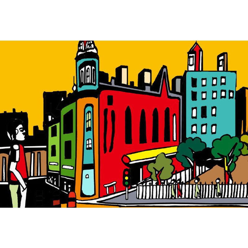 Landscape Mural Decal Modern Decorative Living Room Wall Covering, Custom Printed