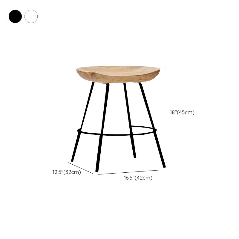 Contemporary Solid Wood Counter Stool Saddle Seat Living Room Bar Stool