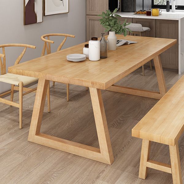 Modern Kitchen Solid Wood Dining Table Rectangle Shape Dining Table with Double Pedestal