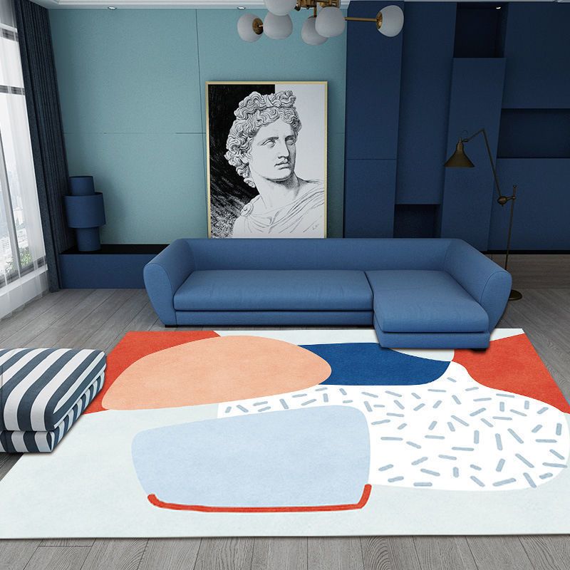 Beige Modern Carpet Polyester Color Block Carpet Washable Area Carpet for Living Room