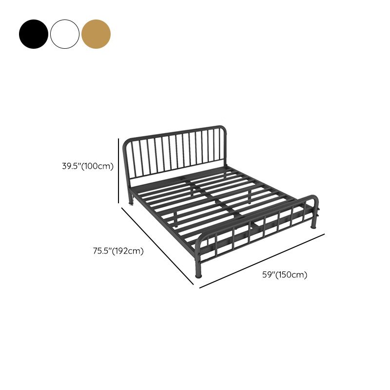 Glam Metal with Headboard Rectangular Slat Solid Color Slat Bed