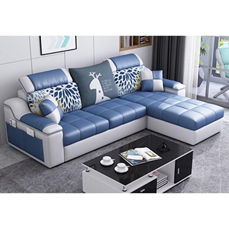 Modern Scooped Arm Sectional 106.3"L x 57"W x 35.43"H High Back Sofa with Storage