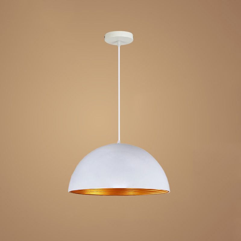 Luz de colgante industrial de tazón negro 1 accesorios de iluminación colgante de metal claro