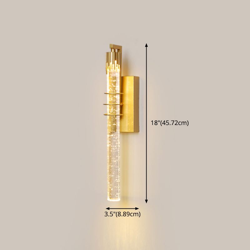 Modern Cylinder Crystal Wall Light Fixture 1-Light LED Sconce Light for Living Room