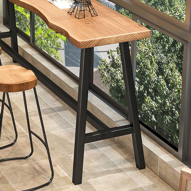 Brown Modern Style Table Solid Wood and Iron Balcony Bar Table