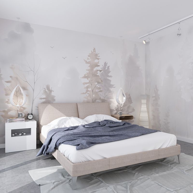 Waterproof Foggy Pine Forest Murals Customized Scandinavian Wall Decor for Bedroom