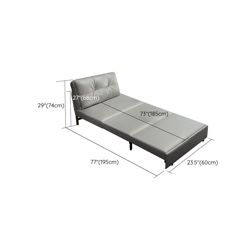 Scandinavian Faux Leather Sloped Arm Sofa Tufted Back Sofa in Gray