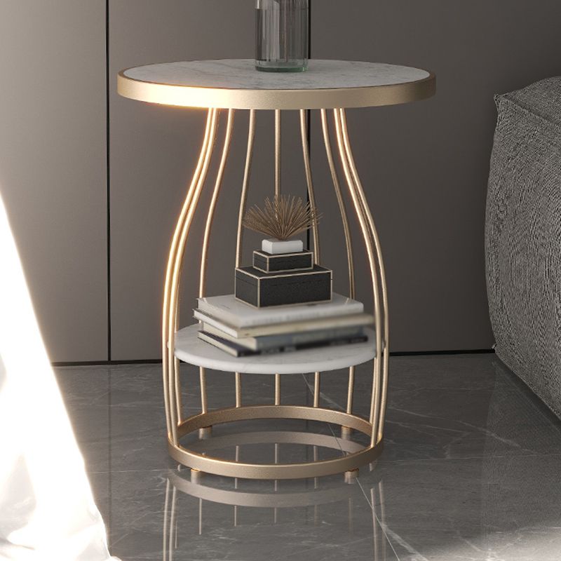 Modern Style Cocktail Table Marble Table Metal Base Round Coffee Table