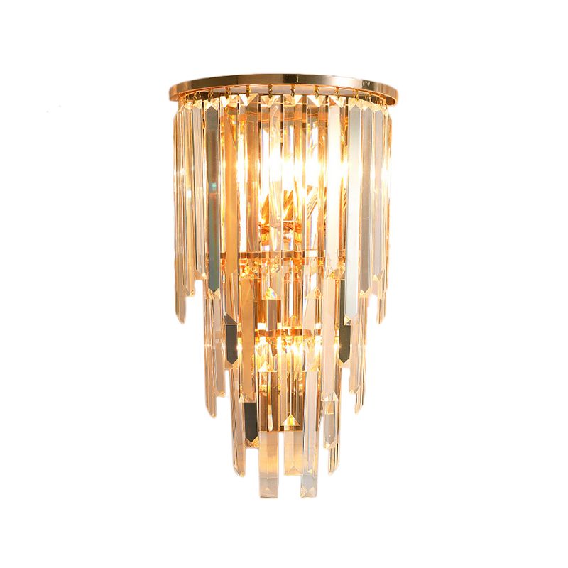Gold Waterfall Sconce Light Fixture Retro 3 Light Crystal Wall Mounted Lighting for Hallway