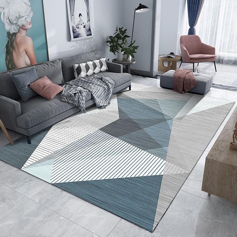 Minimalism 3D Geometric Printed Rug Multicolor Polyester Rug Washable Anti-Slip Backing Stain Resistant Rug for Great Room