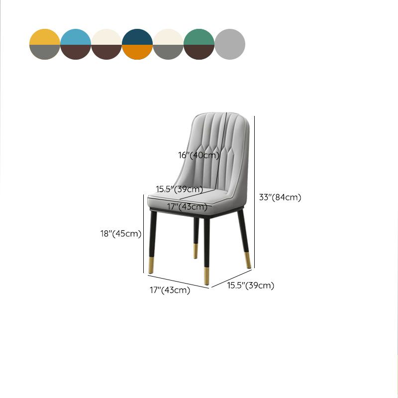 PU Leather Dining Chairs Industrial Parsons Chair with Metal Legs