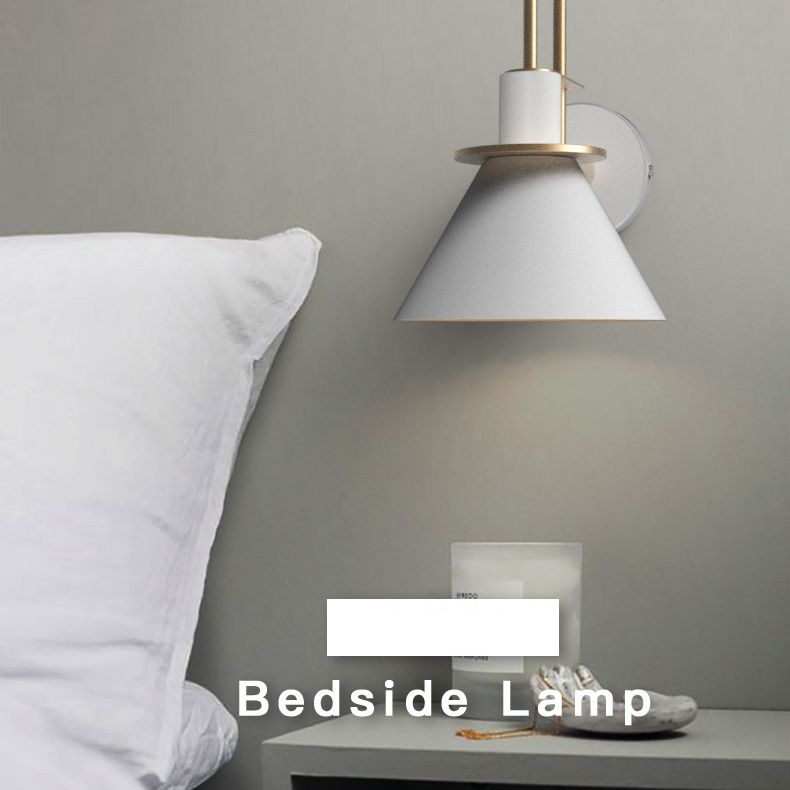 Postmodern Simplicity Cone Wall Lamps Metal Wall Lighting Fixtures for Bedroom