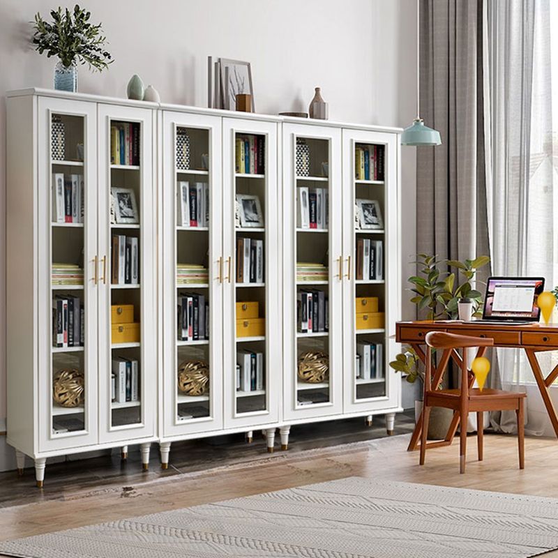 Modern Style Bookshelf Closed Back Standard Engineered Wood Bookcase in White