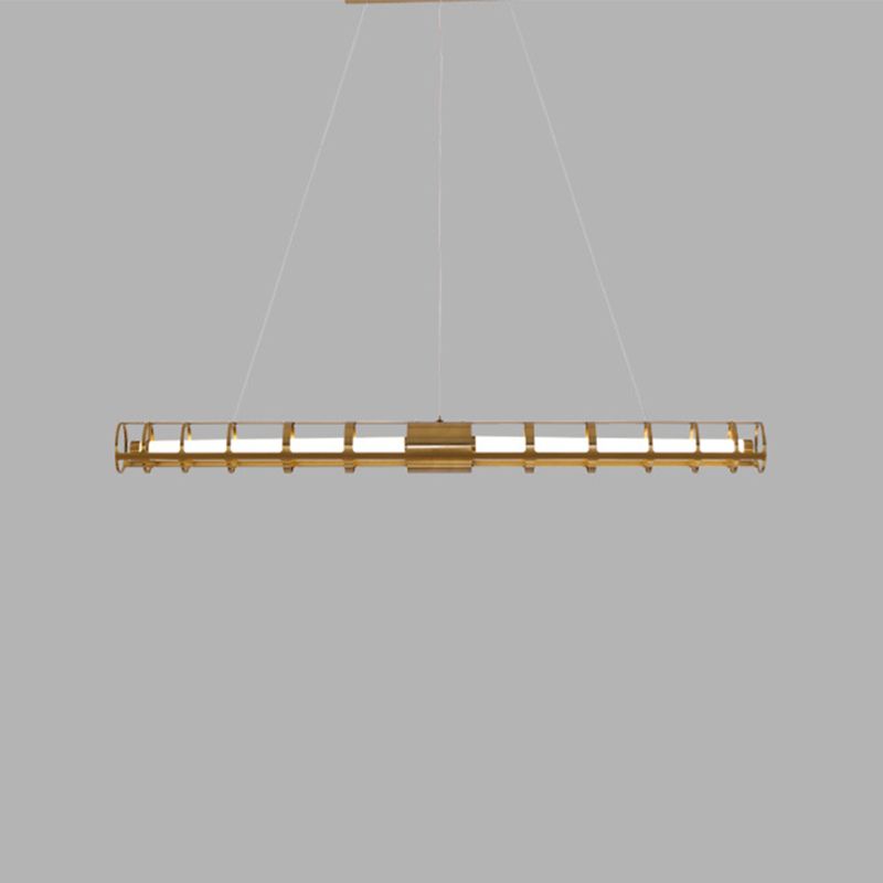 Modern Style Linear Shape Island Pendants Metal Pendant Lights in Gold for Dining Room