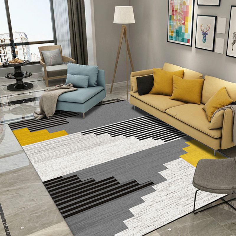 Yellow Modern Rug Polyester Graphic Rug Non-Slip Backing Rug for Home Decor
