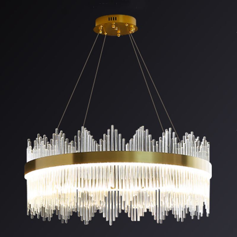 Modern Artistic LED Pendant Light Crystal Circular Chandelier for Living Room