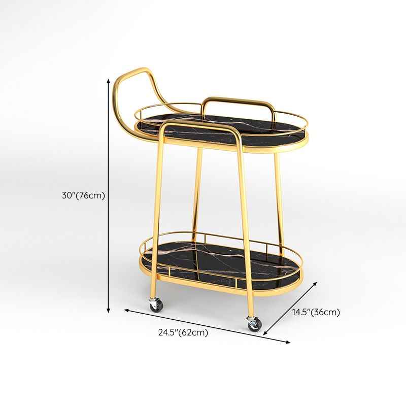 24.41"W Rolling Contemporary Prep Table Metal Prep Table with Towel Rack