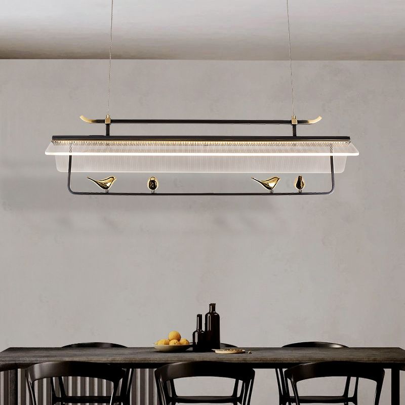 Solid Brass Post Modern Kitchen Island Fixture LED Ceiling Light Pendant in Black