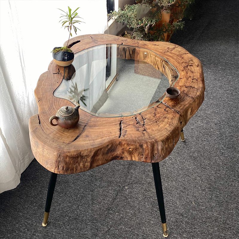 Scandinavian Wooden Coffee Table Free form 3 Legs Coffee Table Set for Living Room