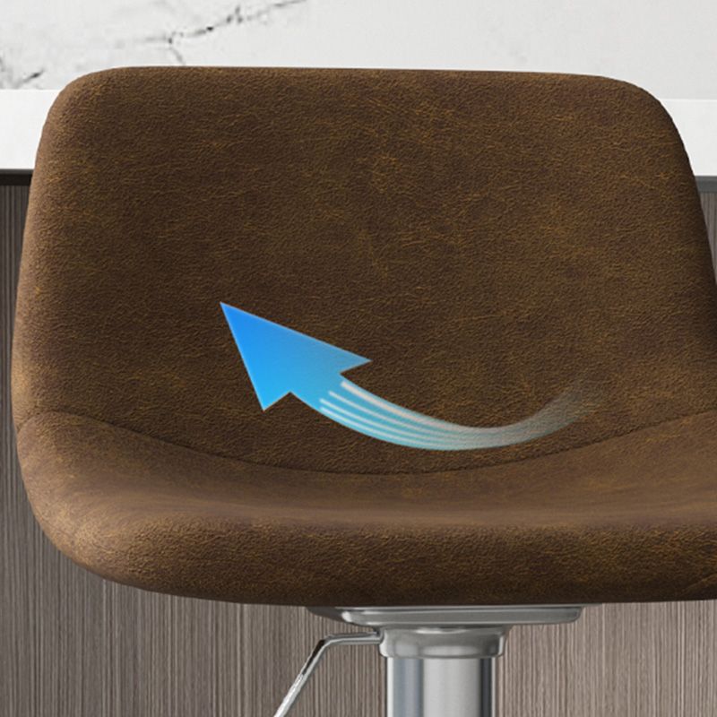 Taburete de bar de metal contemporáneo con respaldo para interior con asiento de cuero