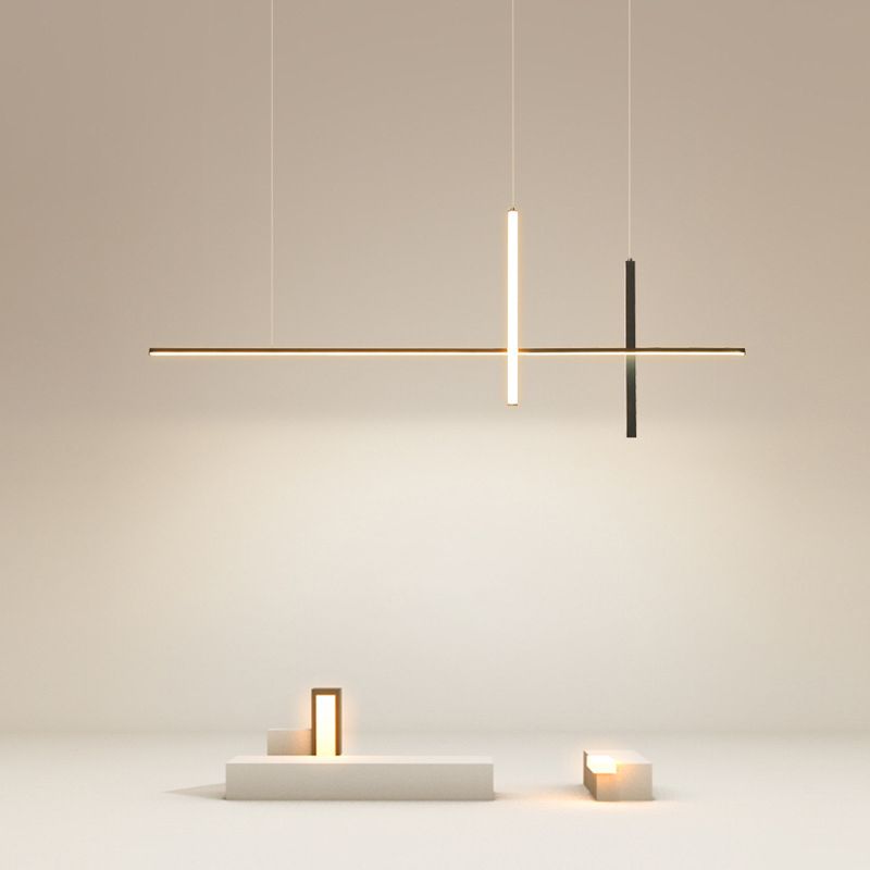 Minimalist Acrylic Hanging Lamp, Luxury Linear Shade Hanging Light for Indoor