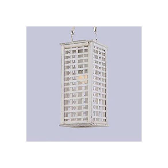 Estilo contemporáneo Bambú de iluminación colgante rectangular 14 "/19.5" de ancho Lámpara suspendida de comedor de 1 luces en blanco