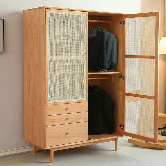 Pine Solid Wood Wardrobe Modern Freestanding Wardrobe with Legs